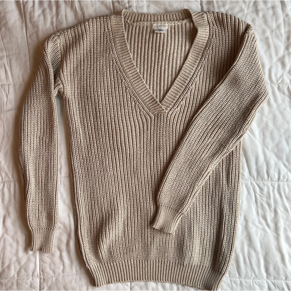 cooperative beige v-neck sweater
